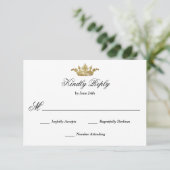 Royal Gold Crown Elegant Classic Calligrafie RSVP Kaartje (Staand voorkant)