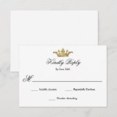 Royal Gold Crown Elegant Classic Calligrafie RSVP Kaartje (Voorkant / Achterkant)