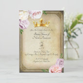  Royal Gold Crown Floral Vrijgezellenfeest Kaart (Staand voorkant)