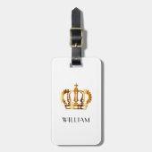 Royal Gold Crown Gepersonaliseerd naam wit Bagagelabel (Voorkant verticaal)