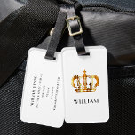 Royal Gold Crown Gepersonaliseerd naam wit Bagagelabel<br><div class="desc">Royal Gold Crown Gepersonaliseerd naam wit Bagagelabel</div>