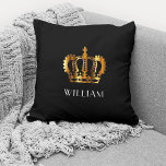 Royal Gold Crown - Gepersonaliseerde naam zwart Kussen<br><div class="desc">Royal Gold Crown - Gepersonaliseerde naam - Zwart Sierkussen</div>