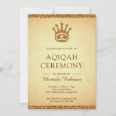  Royal Gold Crown Glitter Aqeeqah | Aqiqah Kaart (Voorkant)