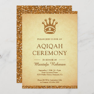  Royal Gold Crown Glitter Aqeeqah   Aqiqah Kaart