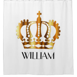 Royal Gold Crown met persoonlijke naam Douchegordijn