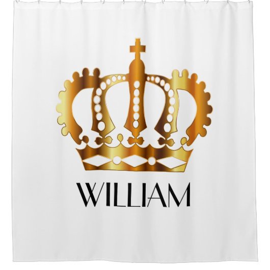 Royal Gold Crown met persoonlijke naam Douchegordijn (Voorkant)