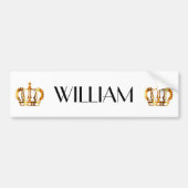 Royal Gold Crown Name White Bumpersticker (Voorkant)