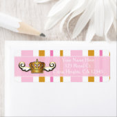 Royal Gold Crown Pink Princess Party Address Label (Insitu)