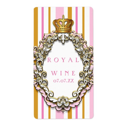 Royal Gold Crown roze Elegant Princess Wine Label (Voorkant)
