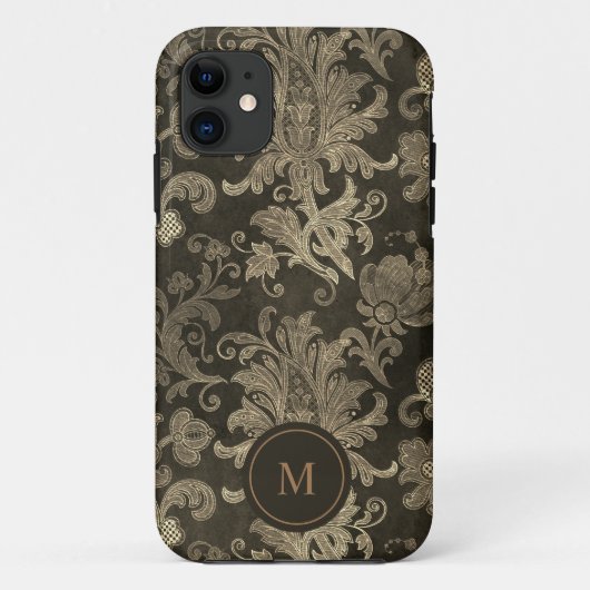 Royal Gold Damask gepersonaliseerd monogram Case-Mate iPhone Case (Achterkant)