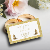 Royal Gold Damask Muslim QR Code RSVP Wedd Website Informatiekaartje