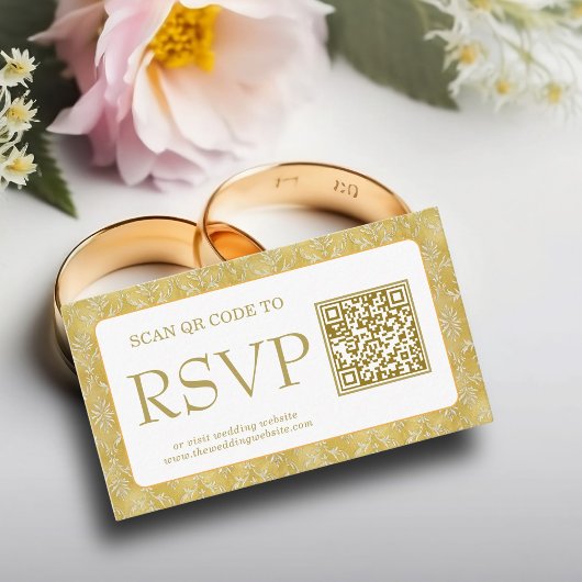 Royal Gold Damask Muslim QR Code RSVP Wedd Website Informatiekaartje