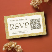 Royal Gold Damask Muslim QR Code RSVP Wedd Website Informatiekaartje