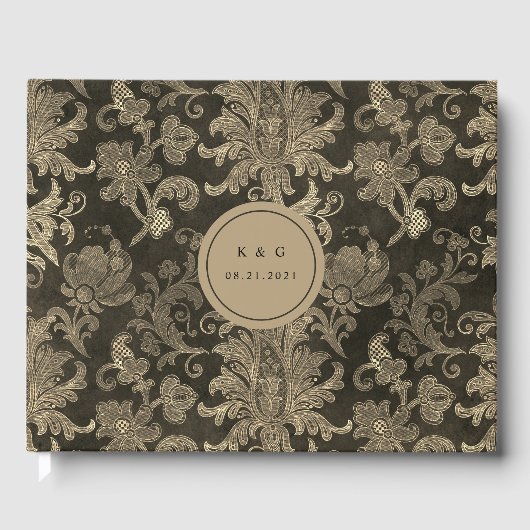 Royal Gold Damask Trouwgastenboek Gastenboek (Voorkant)