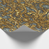 Royal Gold en Cyan  Celtic Damask Cadeaupapier (Hoek)