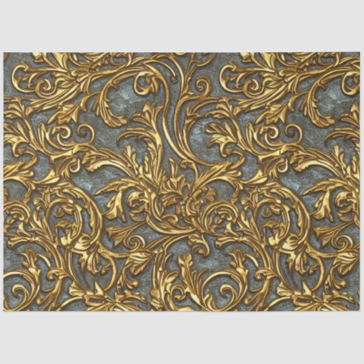 Royal Gold en Cyan Celtic Damask Tissuepapier (Voorkant)