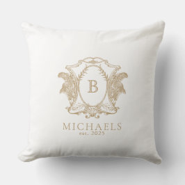 Royal Gold en White Monogram Crest Sierkussen
