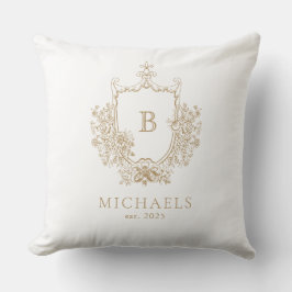 Royal Gold en White Monogram Crest Sierkussen