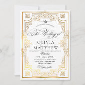 Royal Gold en White Script Wedding Kaart (Voorkant)