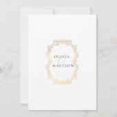 Royal Gold en White Script Wedding Kaart (Achterkant)