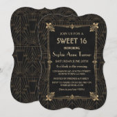 Royal Gold Fleur-de-Lis Art Deco 1920s SWEET 16 Kaart (Voorkant / Achterkant)