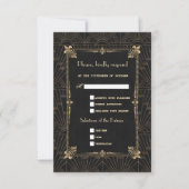 Royal Gold Fleur-de-Lis Art Deco 20s Wedding RSVP (Voorkant)