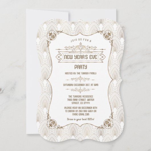 Royal Gold Fleur-de-lis Art Deco Nieuwjaar Kaart (Voorkant)