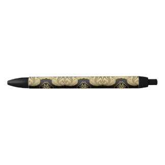 royal, gold, fleur de lis,patroon,op zwart,elegant zwarte inkt pen