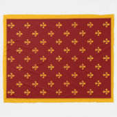 Royal Gold Fleurs de Lis op Royal Garnet Fleece Deken (Voorkant (Horizontaal))