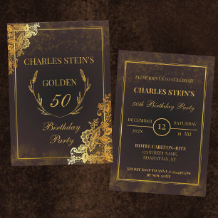 Royal Gold Floral Border Verjaardag Uitnodiging