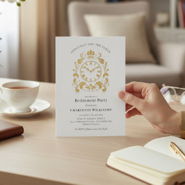 Royal Gold Flourish Klok Pensioenfeest Aankondigin Kaart