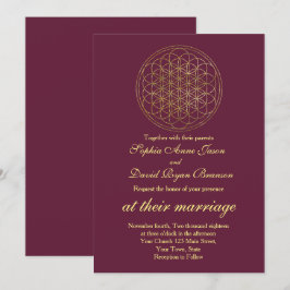 Royal Gold Flower of Life Sacred Geometry Wedding Kaart