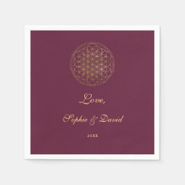 Royal Gold Flower of Life Sacred Geometry Wedding Servet