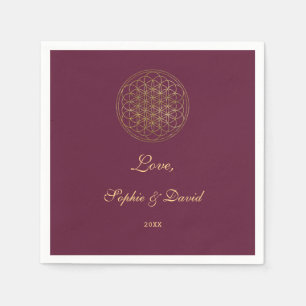 Royal Gold Flower of Life Sacred Geometry Wedding Servet