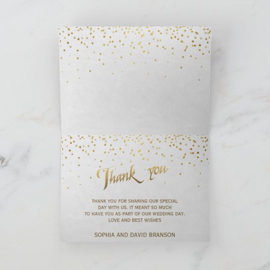 Royal Gold Foil Wedding Custom BANK Bedankkaart (Binnen)