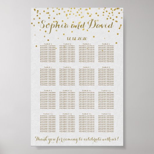 Royal Gold Foil Wedding Seating Chart Poster (Voorkant)