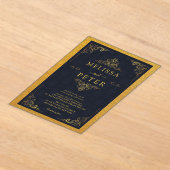 Royal Gold Glitter  bruiloft Acryl Uitnodigingen (Laagn)