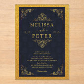 Royal Gold Glitter  bruiloft Acryl Uitnodigingen (Voorkant)