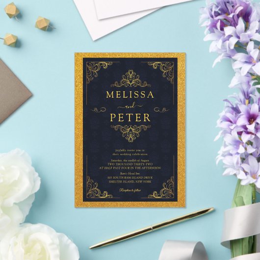 Royal Gold Glitter  bruiloft Acryl Uitnodigingen (Insitu (Huwelijk))