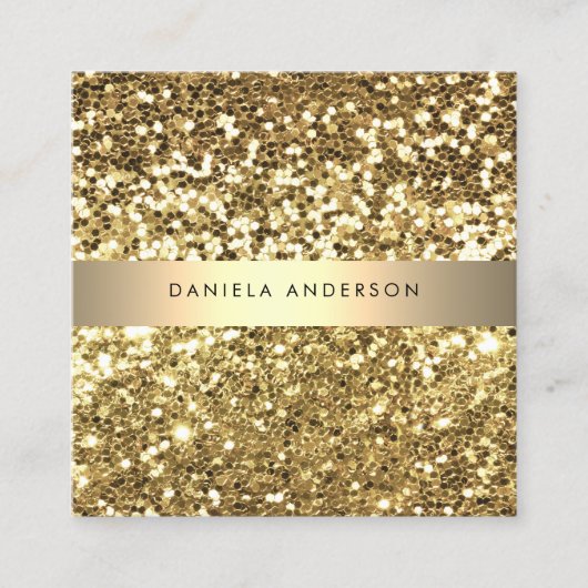 Royal Gold Glitter Luxe Glamoureus Vierkante Visitekaartje (Voorkant)