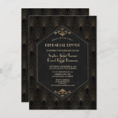Royal Gold Great Gatsby Art Deco Rehearsal Dinner Kaart (Voorkant / Achterkant)