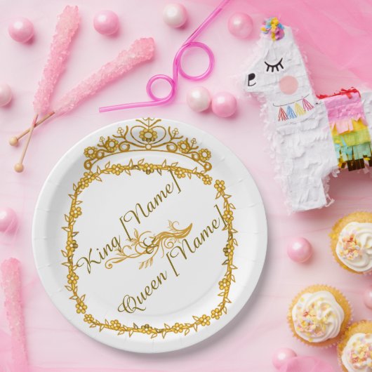 Royal Gold King & Queen Breedpapier bord (Feest)