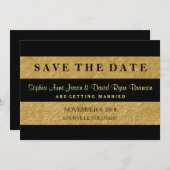 Royal Gold Leaf Stripes Wedding SAVE DE DATUM Save The Date (Voorkant / Achterkant)