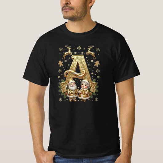 Royal Gold Letter A Luxury Essential Shirt (Voorkant)
