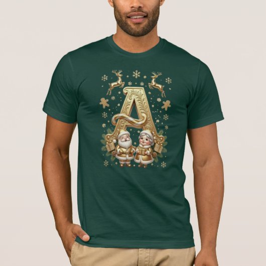 Royal Gold Letter A Luxury Forest Green Shirt (Voorkant)