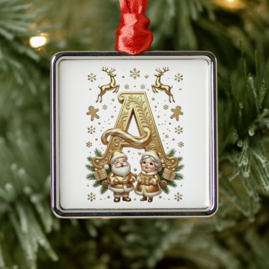 Royal Gold Letter A Luxury Silver Framed Ornament (Boom)