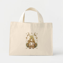 Royal Gold Letter A Luxury Tiny Tote Bag