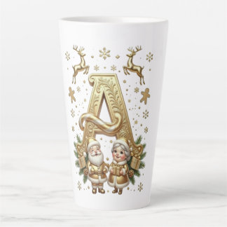 Royal Gold Letter A Luxury Unisex Latte Mug Mok