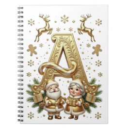 Royal Gold Letter A Luxury Unisex Spiral Notebook Notitieboek