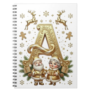 Royal Gold Letter A Luxury Unisex Spiral Notebook Notitieboek